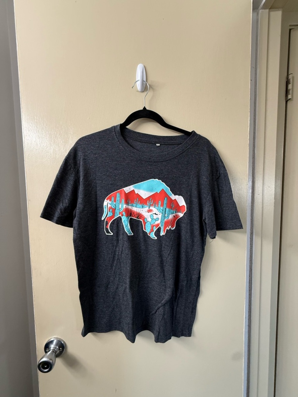 Charcoal Graphic Buffalo Tee with Desert Scene